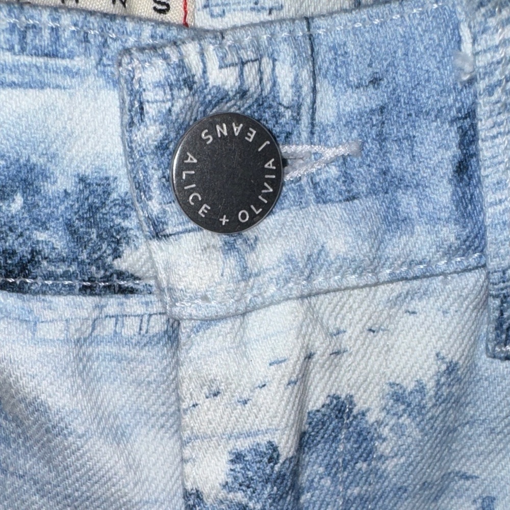 Alice and Olivia Blue Scenic Print Wide-Leg Women’s Jeans - Picture 7 of 8